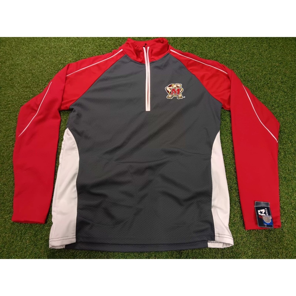 Maryland Terrapins Jacket Mens Medium Gray Red J.‎ America Football Team NCAA
